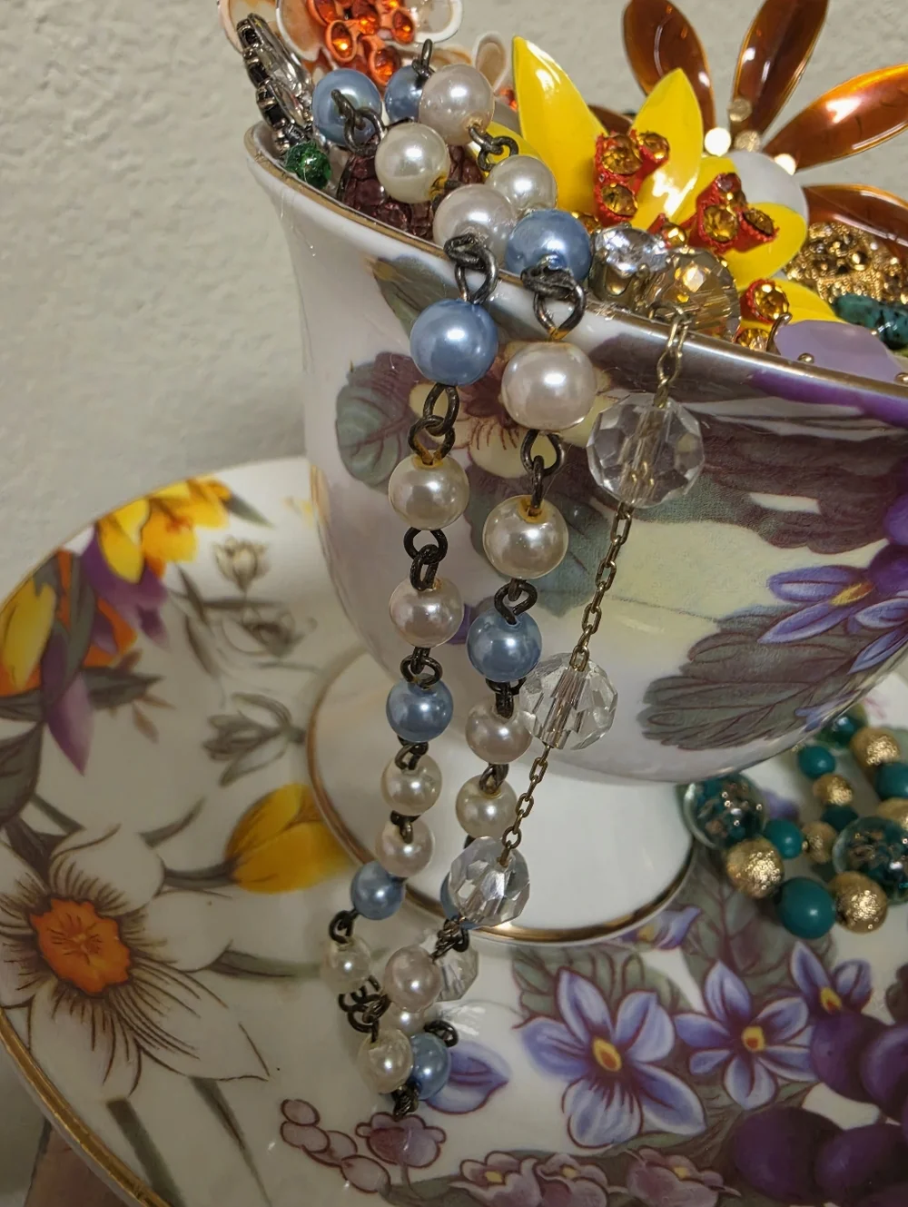 Hand Crafted Upcycled Jewelry Teacup Decor - Picture 6 of 9